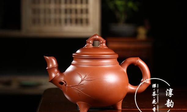 三足顶竹紫砂壶:景舟传人竹节古韵大气